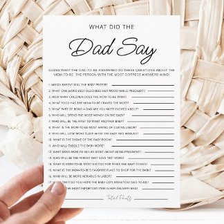What Did The Dad Say Minimalist Baby Shower Games Kaart