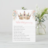 What Did the Groom Say queen Bridal Shower Game Informatiekaartje (Staand voorkant)