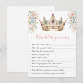What Did the Groom Say queen Bridal Shower Game Informatiekaartje (Voorkant / Achterkant)