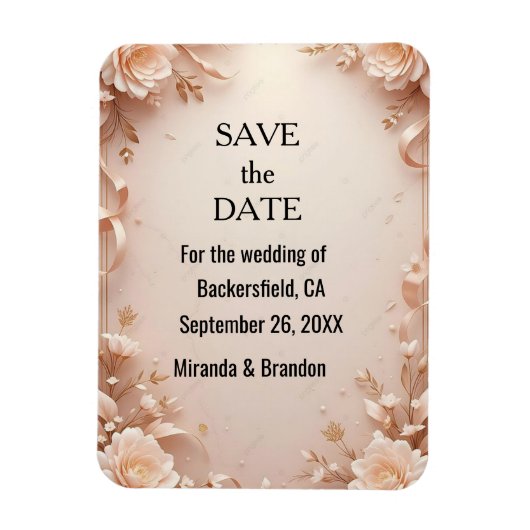 What flower wedding  invtation  magneet (Verticaal)