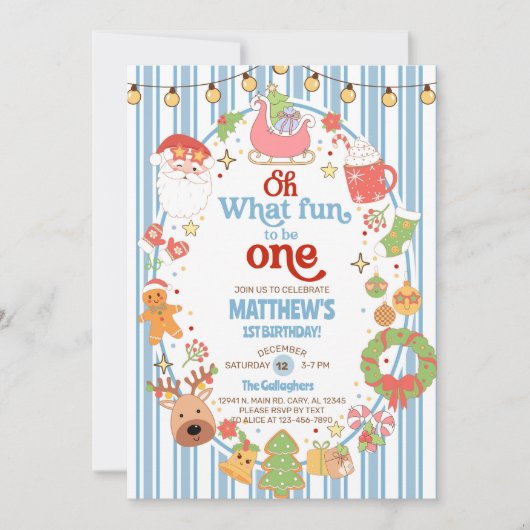What fun to be One boy 1st birthday invite. Kaart (Voorkant)