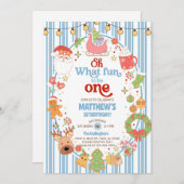 What fun to be One boy 1st birthday invite. Kaart (Voorkant / Achterkant)