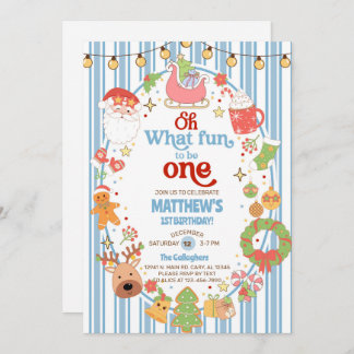 What fun to be One boy 1st birthday invite. Kaart
