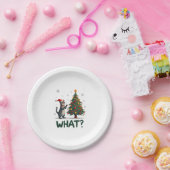 What Funny Cat Pushing Christmas Tree Over Cat Xma Papieren Bordje (Feest)