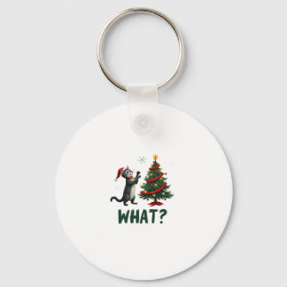 What Funny Cat Pushing Christmas Tree Over Cat Xma Sleutelhanger