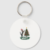 What Funny Cat Pushing Christmas Tree Over Cat Xma Sleutelhanger (Voorkant)