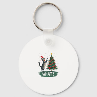 What Funny Cat Pushing Christmas Tree Over Cat Xma Sleutelhanger