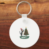 What Funny Cat Pushing Christmas Tree Over Cat Xma Sleutelhanger (Voorkant)