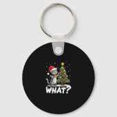 What Funny Cat Pushing Christmas Tree Over Cat Xma Sleutelhanger (Voorkant)