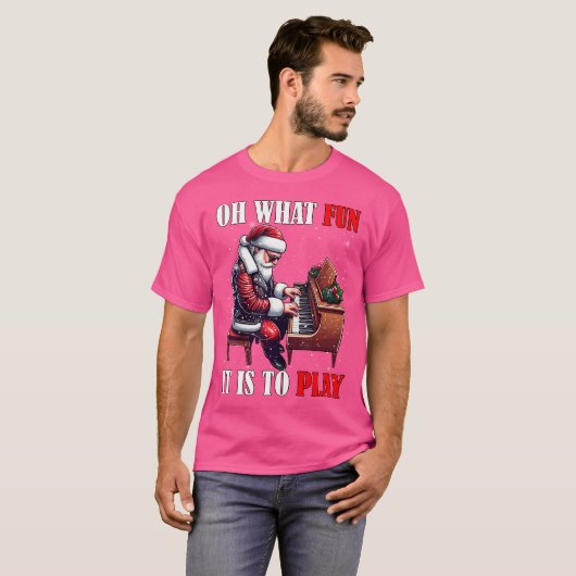 What Funny It Is To Play Christmas Santa Playing P T-shirt (Voorkant volledig)