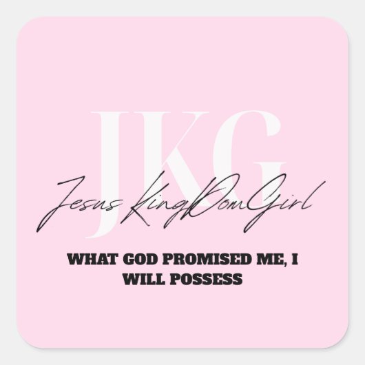 WHAT GOD PROMISED ME, I WILL POSSESS VIERKANTE STICKER (Voorkant)