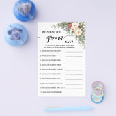 What Groom Say Winter Bridal Shower Game Card Flyer (Enkel)