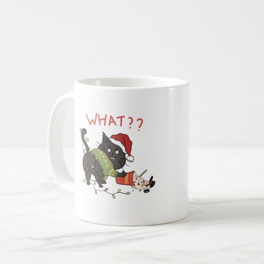 "WHAT??" Grumpy Cat Christmas Coffee Koffiemok (Voorkant links)