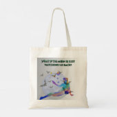 What If the Moon Is Watching Us?" Cosmic Curious T Tote Bag (Achterkant)