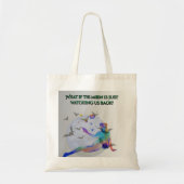 What If the Moon Is Watching Us?" Cosmic Curious T Tote Bag (Voorkant)