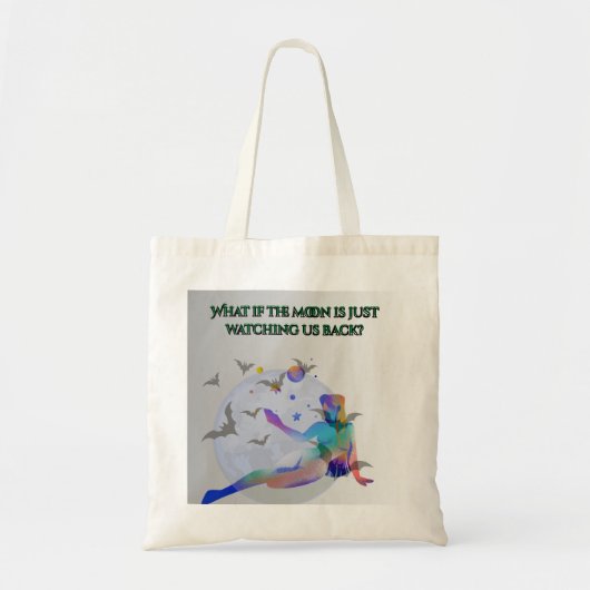 What If the Moon Is Watching Us?" Cosmic Curious T Tote Bag (Voorkant)