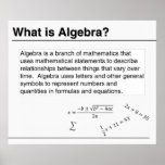 What is Algebra? Poster<br><div class="desc">This poster defines the term algebra.  Great for high school classrooms or in college mathematics departments.  Customizable.  Can be printed at smaller and larger sizes.</div>