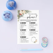 What is on Phone Winter Bridal Shower Game Card Flyer (Enkel)