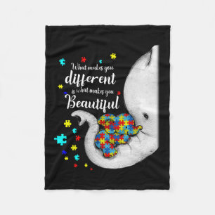 What Makes You Different Elephant Mom Autism Child Fleece Deken