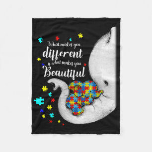 What Makes You Different Elephant Mom Autism Child Fleece Deken