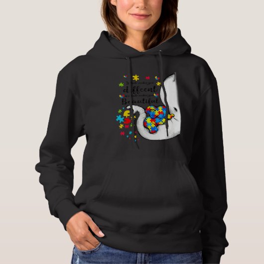 What Makes You Different Elephant Mom Autism Child Hoodie (Voorkant)