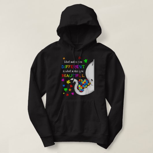 What Makes You Different Elephant Mom Autism Child Hoodie (Design voorkant)