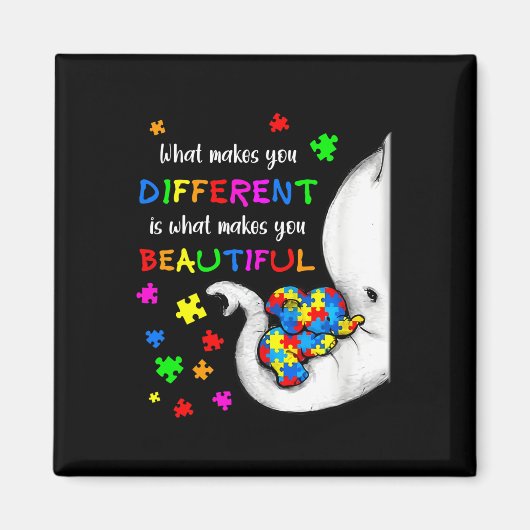 What Makes You Different Elephant Mom Autism Child Magneet (Voorkant)