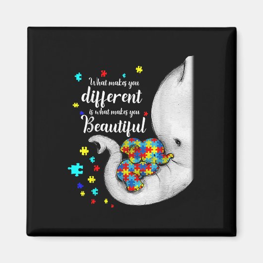 What Makes You Different Elephant Mom Autism Child Magneet (Voorkant)