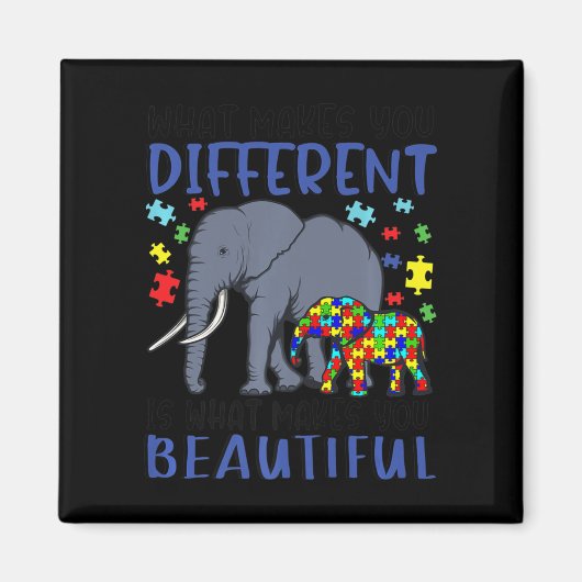 What Makes You Different Elephant Mom Autism Child Magneet (Voorkant)