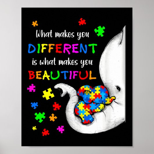 What Makes You Different Elephant Mom Autism Child Poster (Voorkant)