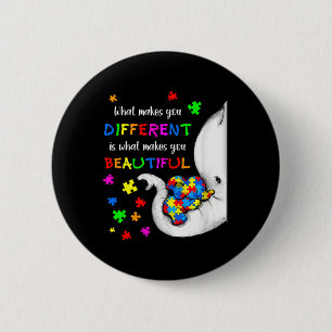 What Makes You Different Elephant Mom Autism Child Ronde Button 5,7 Cm