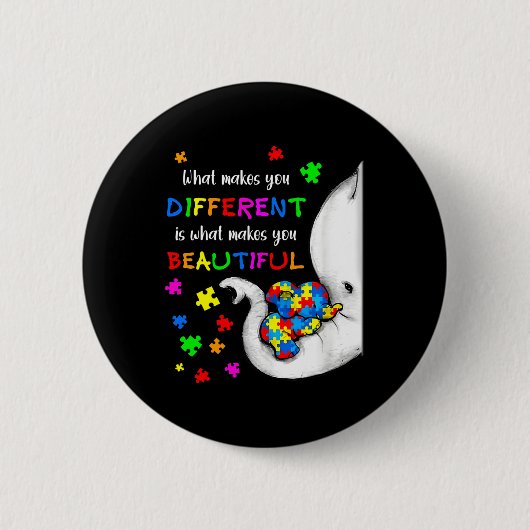 What Makes You Different Elephant Mom Autism Child Ronde Button 5,7 Cm (Voorkant)