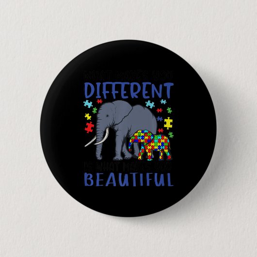 What Makes You Different Elephant Mom Autism Child Ronde Button 5,7 Cm (Voorkant)