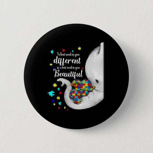 What Makes You Different Elephant Mom Autism Child Ronde Button 5,7 Cm (Voorkant)