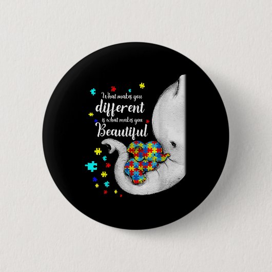 What Makes You Different Elephant Mom Autism Child Ronde Button 5,7 Cm (Voorkant)