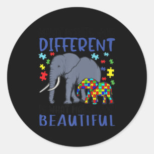 What Makes You Different Elephant Mom Autism Child Ronde Sticker