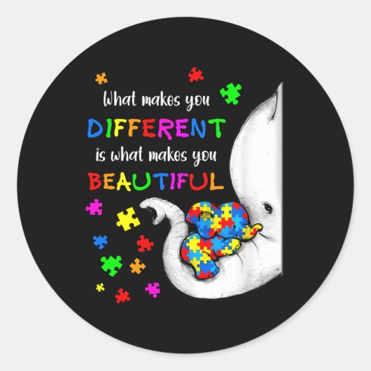 What Makes You Different Elephant Mom Autism Child Ronde Sticker (Voorkant)