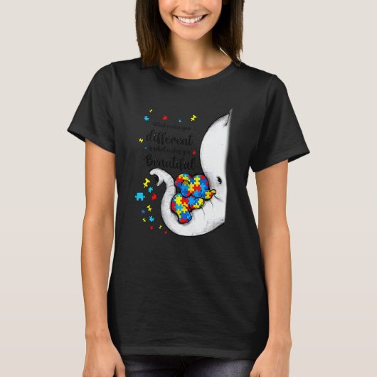 What Makes You Different Elephant Mom Autism Child T-shirt (Voorkant)