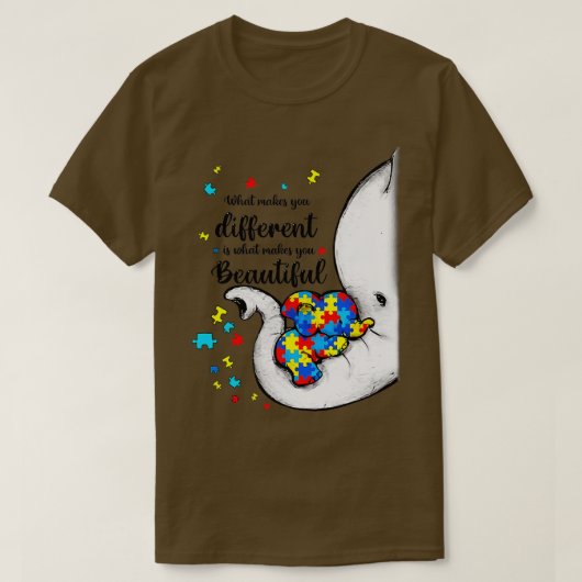 What Makes You Different Elephant Mom Autism Child T-shirt (Design voorkant)