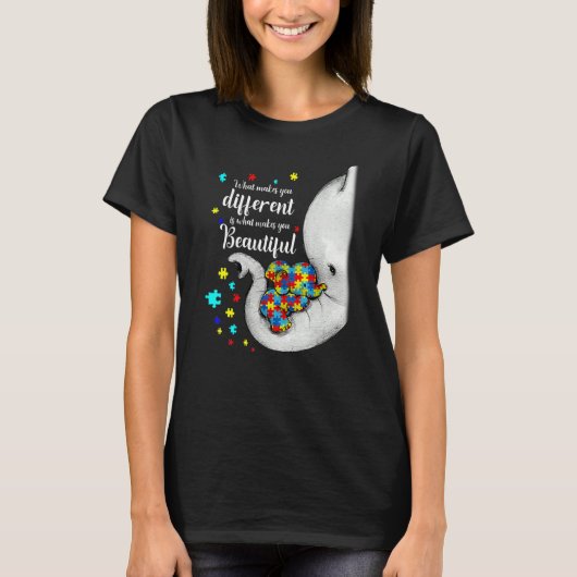 What Makes You Different Elephant Mom Autism Child T-shirt (Voorkant)
