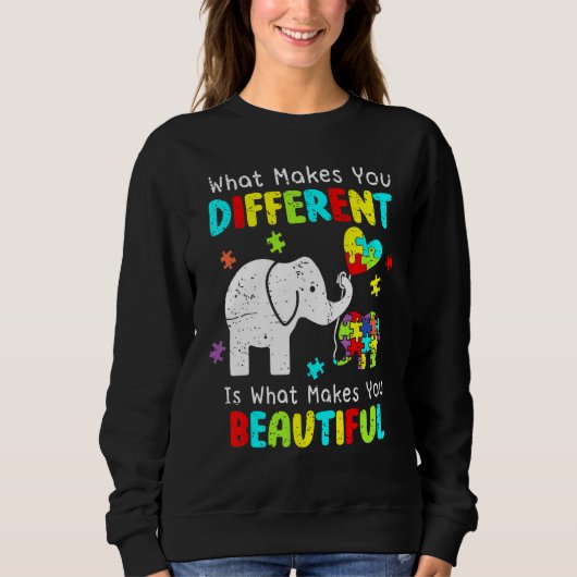 What Makes You Different Elephant Mom Autism Child Trui (Voorkant)