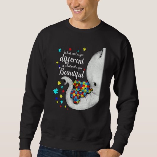 What Makes You Different Elephant Mom Autism Child Trui (Voorkant)