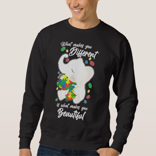 What Makes You Different Elephant Mom Autism Child Trui (Voorkant)