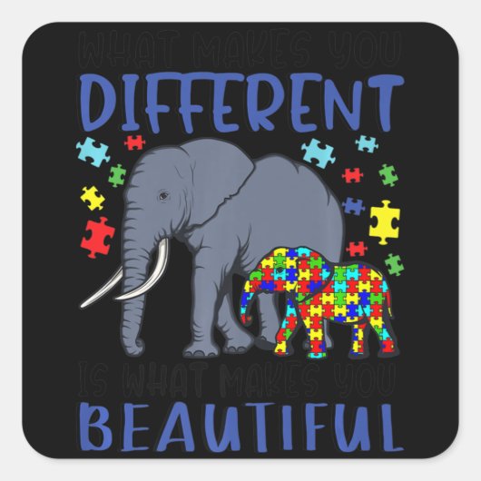What Makes You Different Elephant Mom Autism Child Vierkante Sticker (Voorkant)