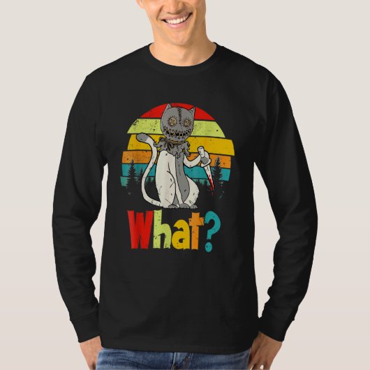 What Murderous Cat Holding Knife  Halloween Costum T-shirt (Voorkant)