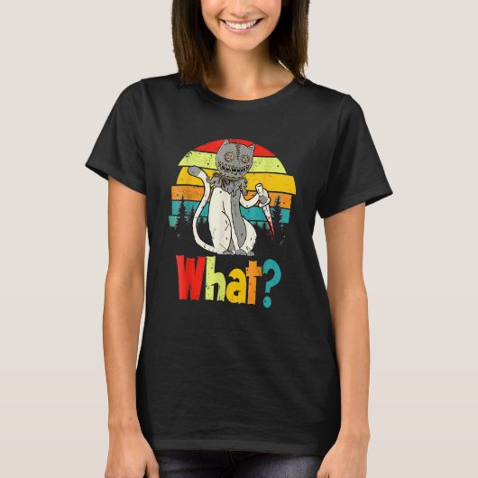 What Murderous Cat Holding Knife  Halloween Costum T-shirt (Voorkant)