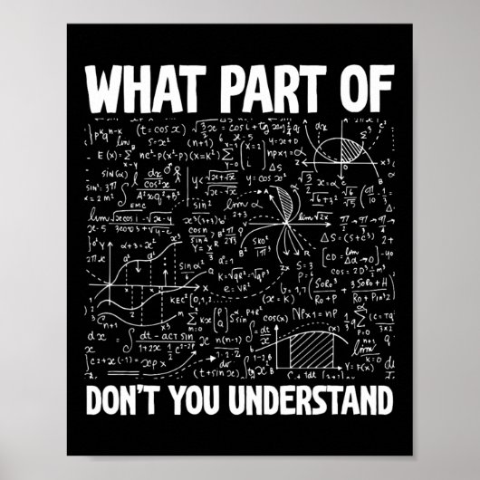 What Part Of Don't You Understand Funny Math Mathe Poster (Voorkant)