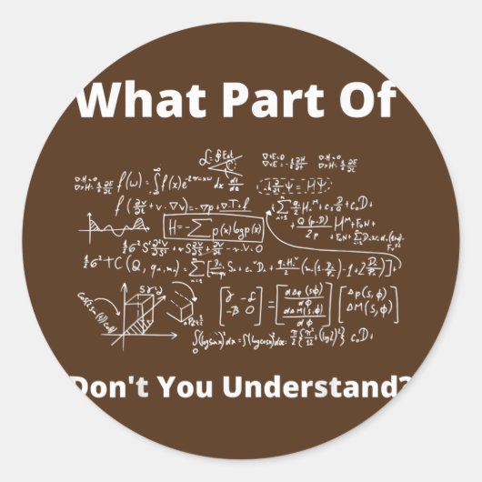 What Part Of Don't You Understand Funny Math Ronde Sticker (Voorkant)