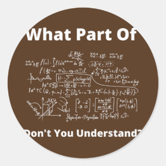 What Part Of Don't You Understand Funny Math Ronde Sticker