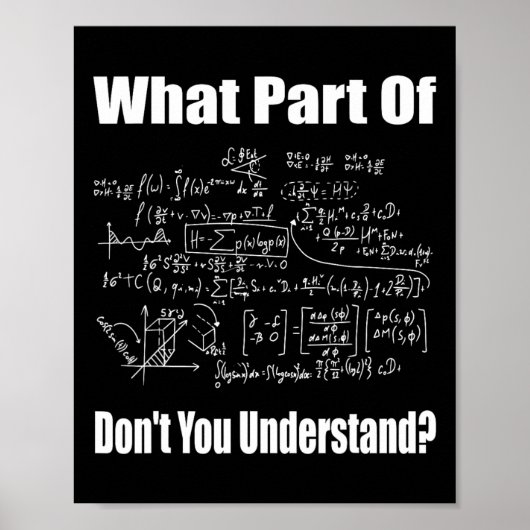 What Part Of Don't You Understand Funny Math Teach Poster (Voorkant)